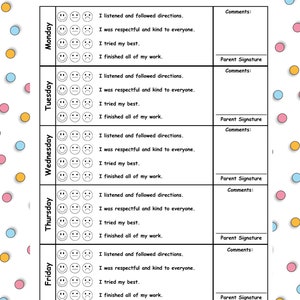 Behavior Sheet / Kids Behavior Chart / Track your behavior progress / Kids Behavior Development