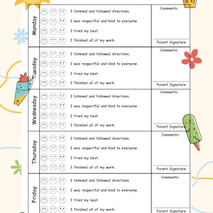 Behavior Sheet / Kids Behavior Chart / Track your behavior progress / Kids Behavior Development