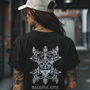 Abstract Graphic Print T-Shirt: Techno Rave Unisex Tee