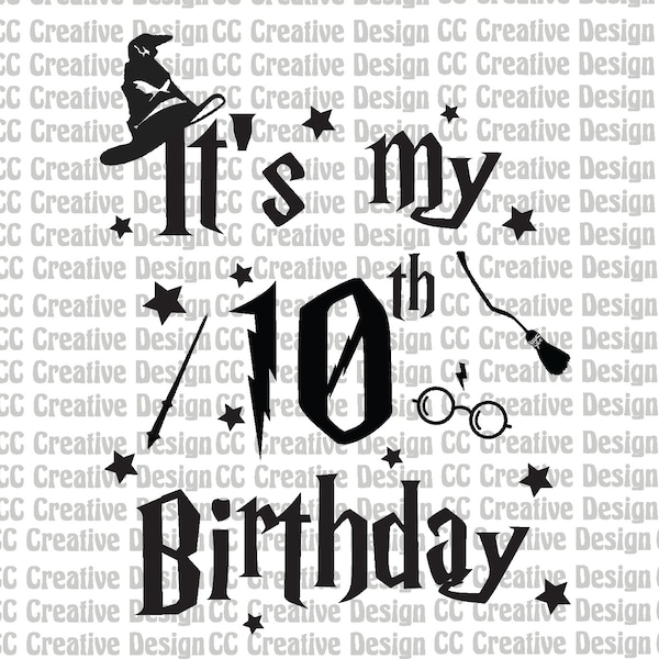 Harry potter birthday 10th PNG, SVG, Harry potter cricut cut files