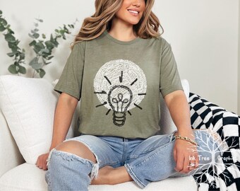 Bright Idea Light Bulb Graphic Tee: Bella + Canvas 3001 Short Sleeve Shirt