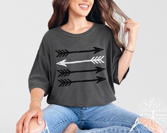 Arrow Graphic Tee: Comfort Colors Black and White Shooting Arrow