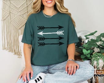 Arrow Graphic Tee: Comfort Colors Black and White Shooting Arrow