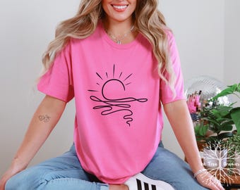 Sunset over the Sea Graphic Tee - Bella + Canvas Soft Cotton Polyester Blend Shirt