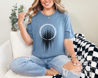 Abstract Soundwave Circle Tee: Bella + Canvas Short Sleeve Graphic Shirt
