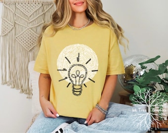 Bright Idea Light Bulb Graphic Tee: Comfort Colors 1717 Soft T-shirt