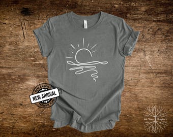 Sunrise Over the Sea Tee: Bella + Canvas Soft Cotton Short Sleeve Graphic T-shirt