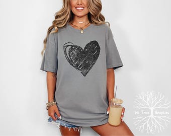 Grunge Black Heart Graphic Tee: Comfort Colors Short Sleeve Shirt