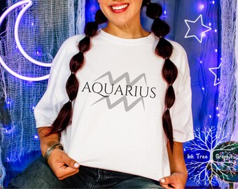 Comfort Colors Aquarius Zodiac Tee: Minimal Astrology Water-Bearer T-Shirt