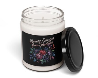 Midnight Bloom Rose Candle | Moody Floral Soy Jar label | Gothic Flowers | Scented or Unscented