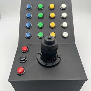 Top Down view of the USB plug-and-play button box for Farming Simulator, highlighting its ergonomic design and sturdy construction.