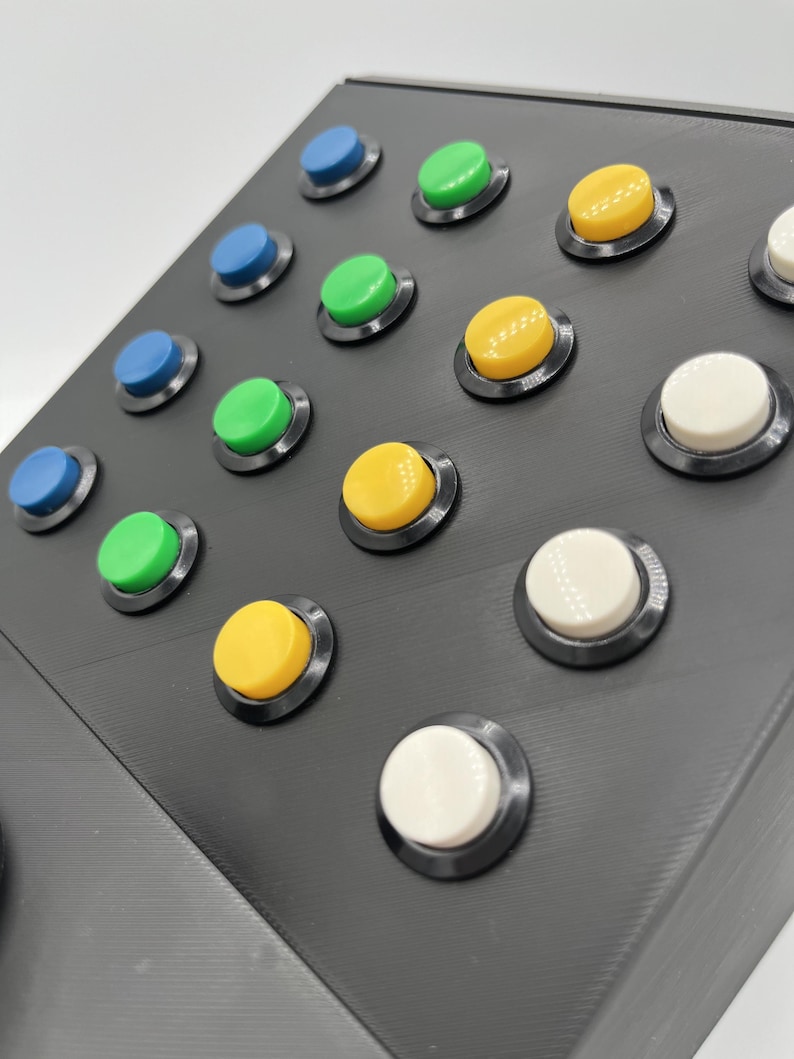 Close up shot of the push buttons on the top half of the panel.