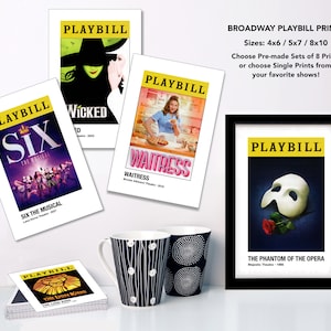 Broadway Playbill Prints, Mini Posters, Musical Theater Gift, Gallery Wall Art, Dorm Decor, 4x6, 5x7 or 8x10