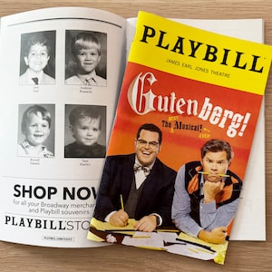 Gutenberg the Musical Broadway Playbill, Josh Gad, Andrew Rannells, Theater Program Booklet, New York 2023