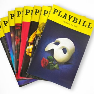 Broadway Playbills - Choose your Favorite Musical - Phantom, Hamilton, Wicked, Outsiders, Hadestown, Sweeney, SIX, Cabaret, plus many more