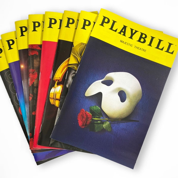 Broadway Playbill Programs, NYC New York Theater Playbills, Musical Theater Lover Gift, Phantom, Hamilton, Wicked, Moulin Rouge, plus more