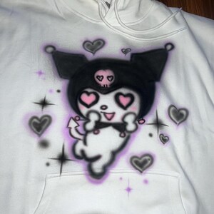 Hello Kitty Kyromi Handmade Hoodie Airbrushed Safe to wash Valentines Gift Girly pop Y2k design image 4