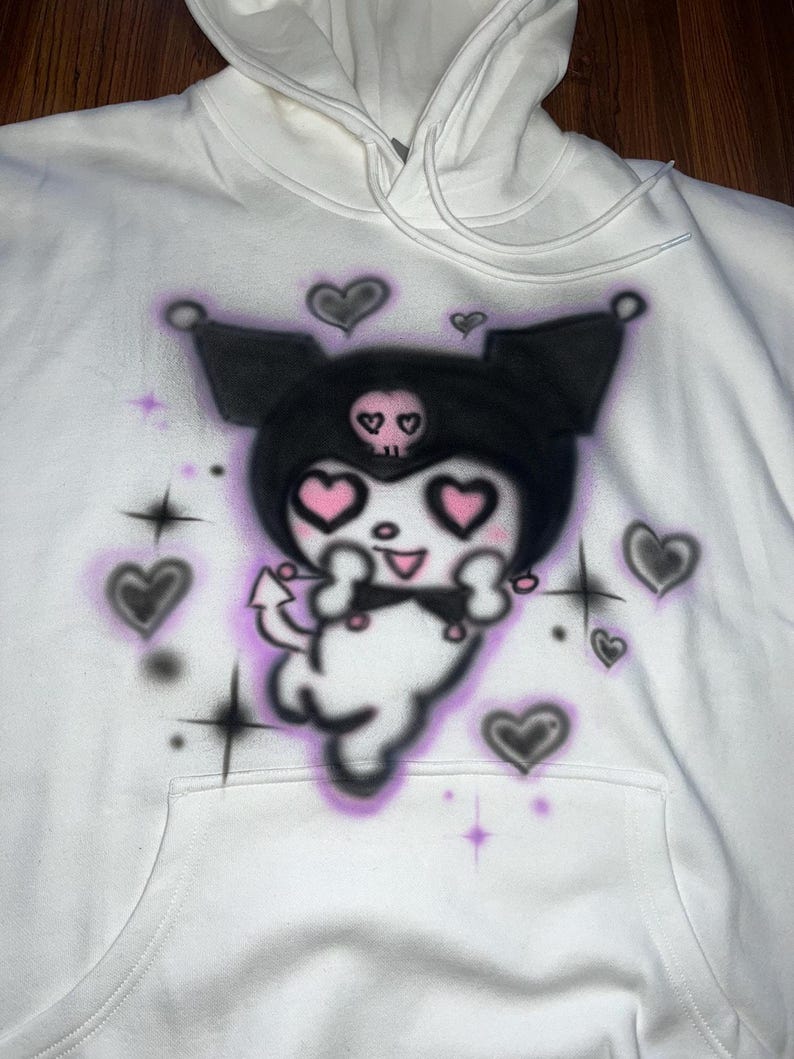 Hello Kitty Kyromi Handmade Hoodie Airbrushed Safe to wash Valentines Gift Girly pop Y2k design image 4