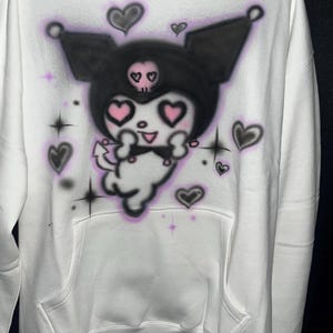 Hello Kitty Kyromi Handmade Hoodie Airbrushed Safe to wash Valentines Gift Girly pop Y2k design image 3