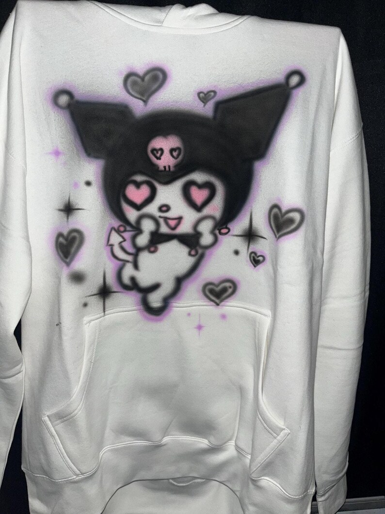 Hello Kitty Kyromi Handmade Hoodie Airbrushed Safe to wash Valentines Gift Girly pop Y2k design image 3