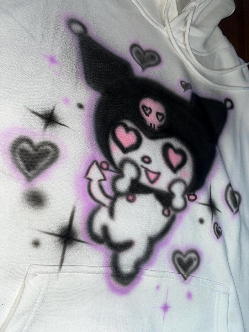 Hello Kitty Kyromi Handmade Hoodie Airbrushed Safe to wash Valentines Gift Girly pop Y2k design image 5