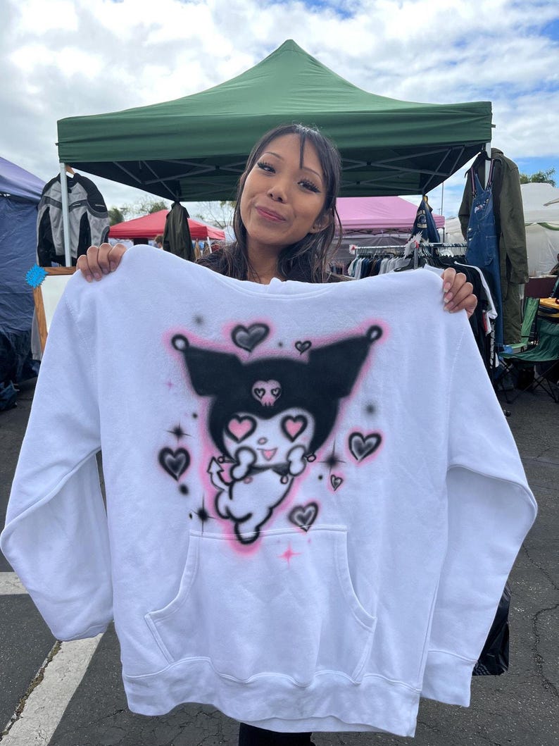 Hello Kitty Kyromi Handmade Hoodie Airbrushed Safe to wash Valentines Gift Girly pop Y2k design image 2
