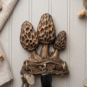 Morel Mushroom Key Hook, Bronze Finish, Cottagecore Decor