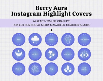 Berry Aura Aesthetic Instagram Highlight Covers • Instagram Story Icons • Blue Design • Aesthetic Social Media Manager Graphics