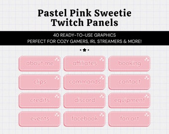 40 Pastel Pink Twitch Panels • Cute Sweet Adorable Aesthetic • Streamer Graphics • Instant Download • Ready to Use