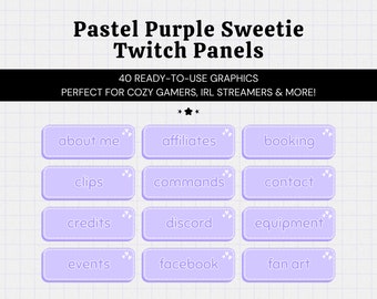 40 Pastel Purple Twitch Panels • Cute Sweet Adorable Aesthetic • Streamer Graphics • Instant Download • Ready to Use