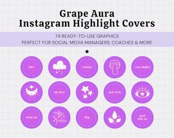 Grape Aura Aesthetic Instagram Highlight Covers • Instagram Story Icons • Purple Pink Design • Aesthetic Social Media Manager Graphics
