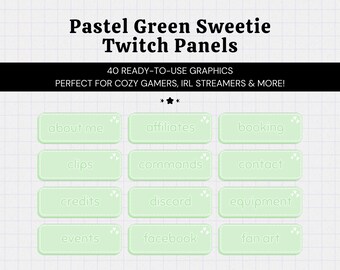 40 Pastel Green Twitch Panels • Cute Sweet Adorable Aesthetic • Streamer Graphics • Instant Download • Ready to Use