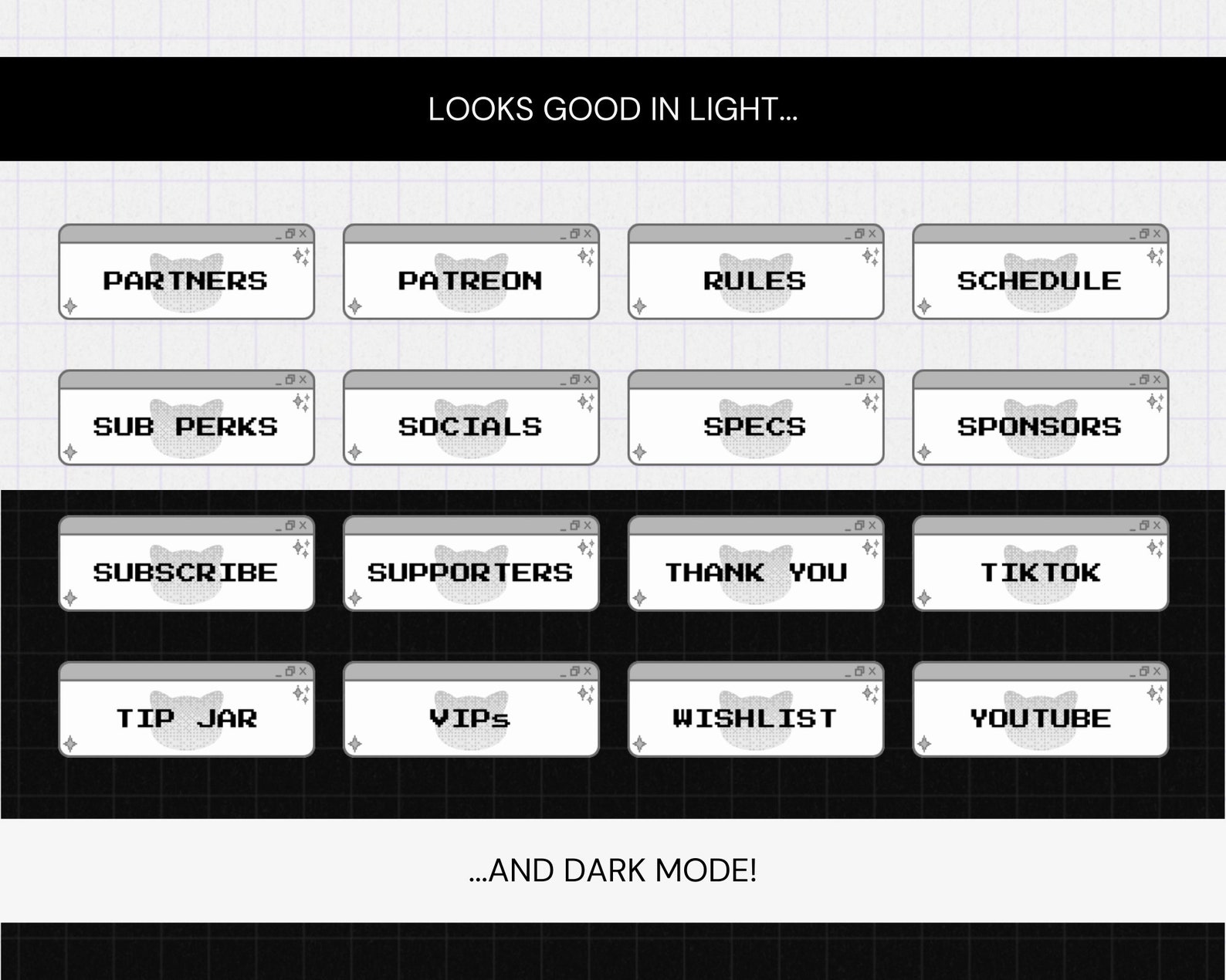 40 Grey Cat Twitch Panels • Cool Cute Computer Tech Gamer Aesthetic ...