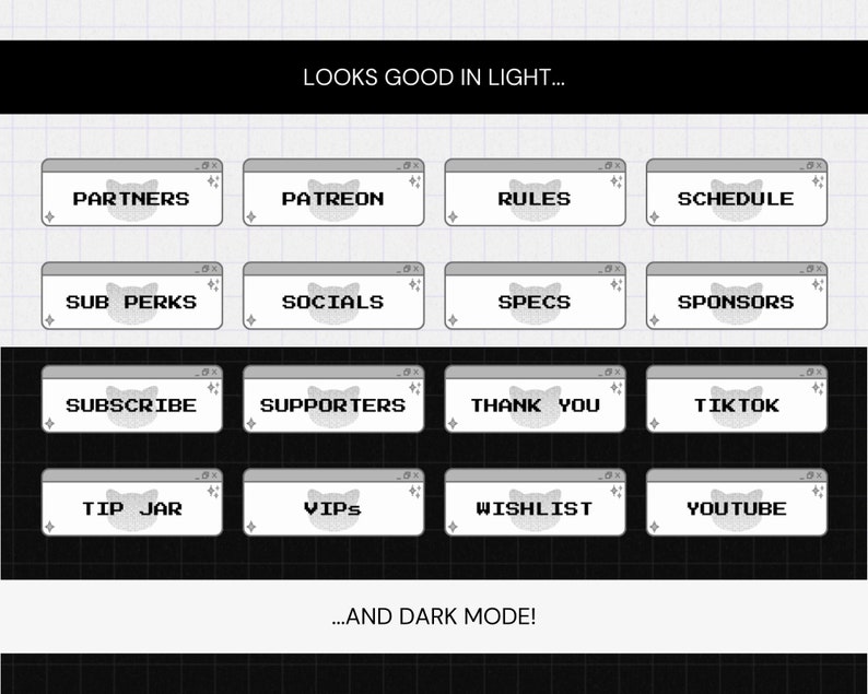 Vips Tech Header 40 Grey Cat Twitch Panels • Cool Cute Computer Tech Gamer Aesthetic ...