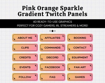 40 Sparkle Gradient Twitch Panels • Rose Coral Aesthetic • Streamer Graphics • Cute Sweet Pink Orange • Instant Download • Ready to Use