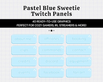 40 Pastel Blue Twitch Panels • Cute Sweet Adorable Aesthetic • Streamer Graphics • Instant Download • Ready to Use