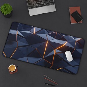 Dark Triangles With Orange Glow Desk Mat |  3 Different Desk Mat Sizes