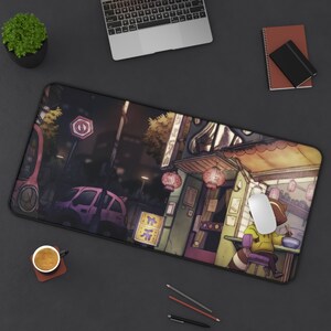Racoon Eating Ramen Desk Mat | 3 Different Sizes Desk Mat