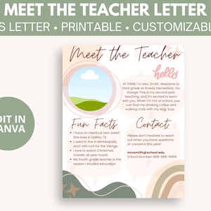 Editable Meet the Teacher | Meet the Teacher Template | Back to School | Meet the Teacher Letter | Boho Classroom | Teacher Print