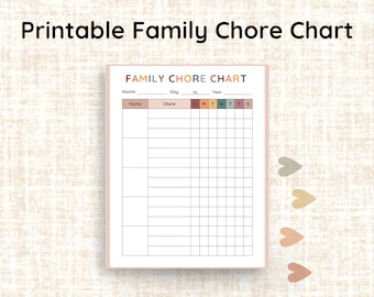 Family Chore Chart | Printable Kids Chore Chart | Weekly Chore Chart | Chore Chart for Kids and Family | Digital Download