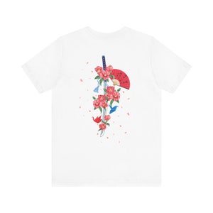 Japanese Sword Tee-Camellia Flower tee-Japanese Design T shirt-Haiku tee-Origami-Katana-Unisex tee-classic unisex jersey short sleeve tee