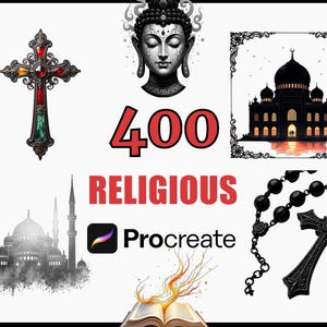 400 Religious Procreate Stamps Brush Set, Faith Inspired Designs, Spiritual Digital Stencils, Prayer Symbols, Procreate Brushes, Digital Art