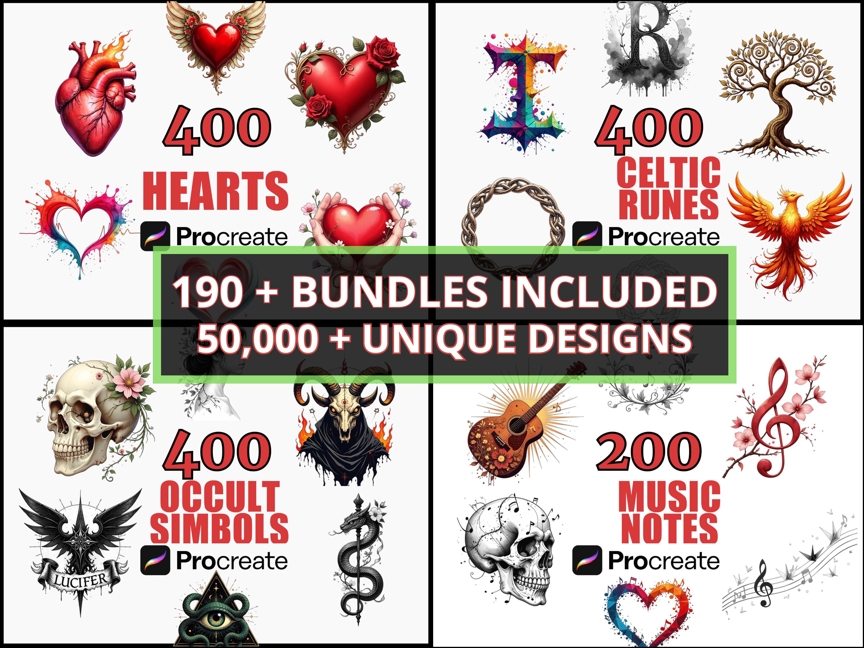 50,000+ Procreate Tattoo Stamps & Brushes Mega Bundle | Flash Designs ...