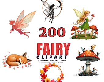 200 Fairy Clipart Bundle - Mystical Creatures, Fantasy Art, PNG Graphics, Magical Elements for Crafts, Scrapbooking, and DIY Projects