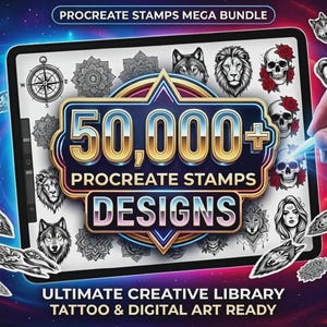 50,000+ Procreate Stamps Bundle, Tattoo & Digital Art Designs (Digital Download)