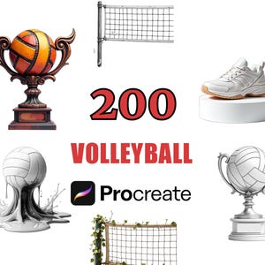 200 Procreate Volleyball Stamps Brush Set, Digital Clip Art, Sports Brushes, Volleyball Designs, Athletic Stencils, Procreate Elements