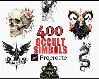 400 Occult Symbols Procreate Stamps Brush Set, Digital Brushes, Mystical Designs, Esoteric Symbols, Witchcraft Stencils, Tattoo Elements