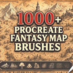 1000+ fantasiekaartborstels voortplanten – kaartstempels met pen en inkt, naadloze patronen, DnD Worldbuilding Assets