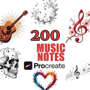 200 Music Notes Procreate Stamps Brush Set, Digital Music Clip Art, Melody Designs, Music Theme Stencils, Musical Brushes, Art Pack