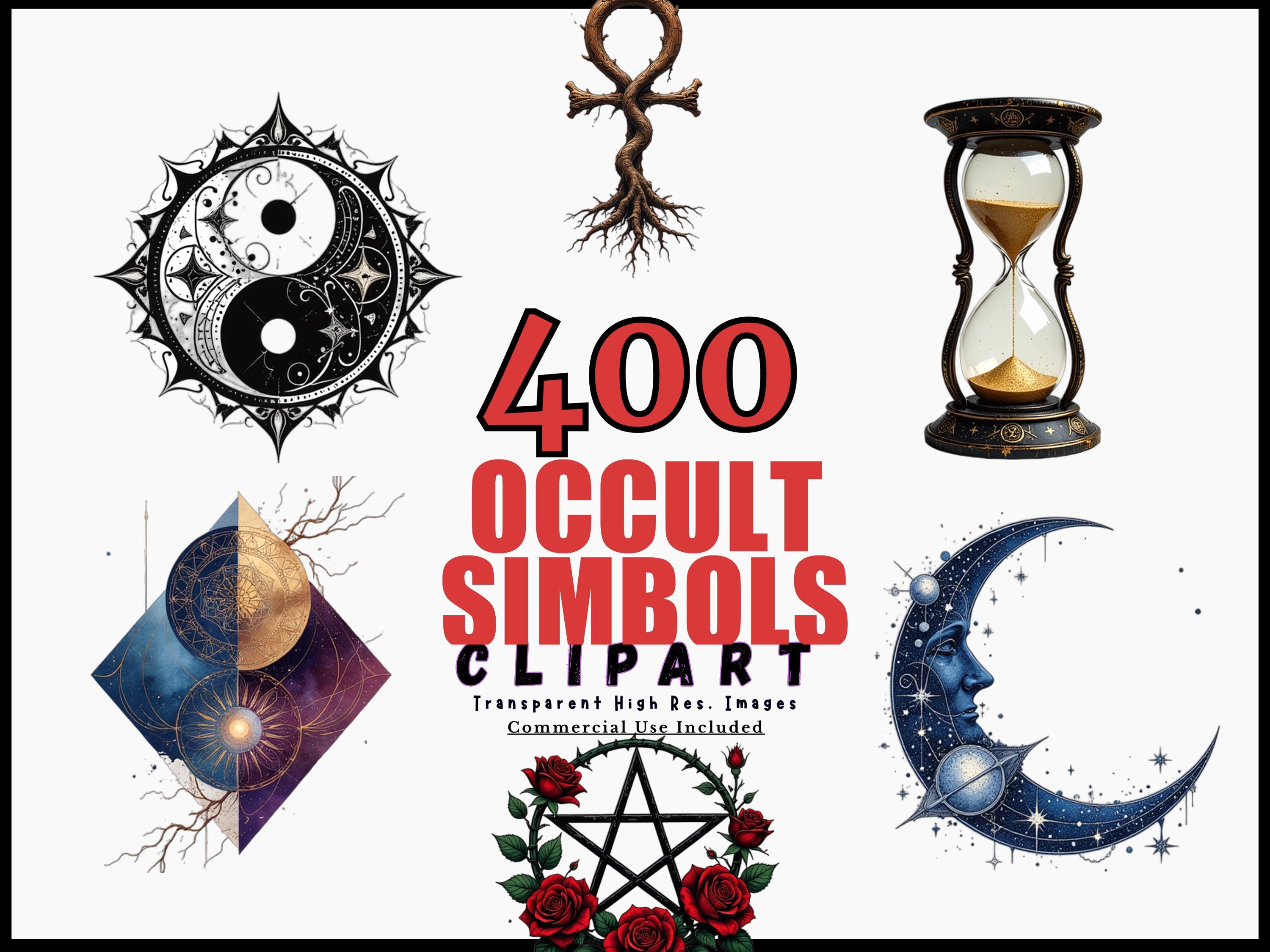 Occult Symbols Clipart, 400 Transparent PNG Bundle, Digital Esoteric ...